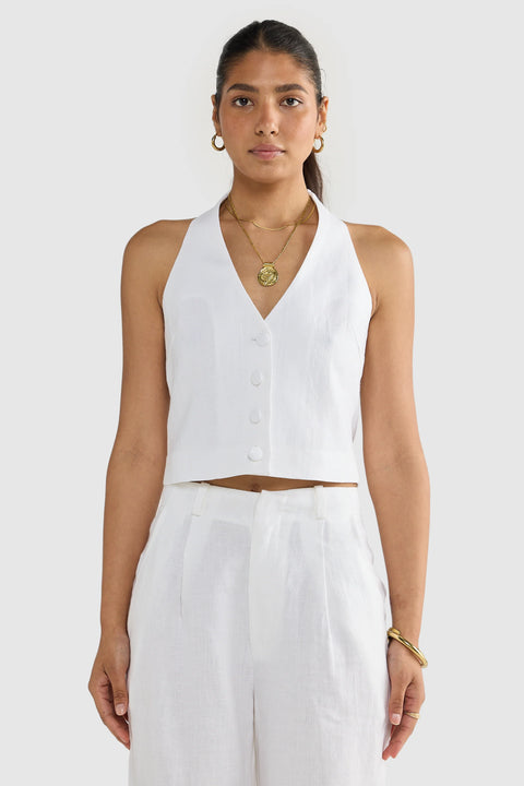 SAVANNAH LINEN PANTS - WHITE