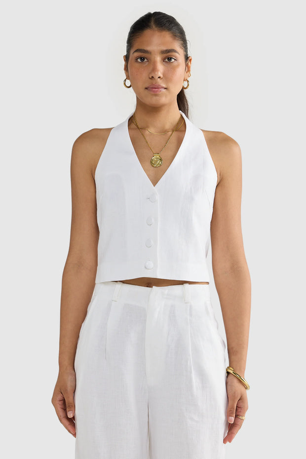 SAVANNAH LINEN PANTS - WHITE