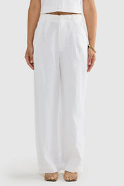 SAVANNAH LINEN PANTS - WHITE