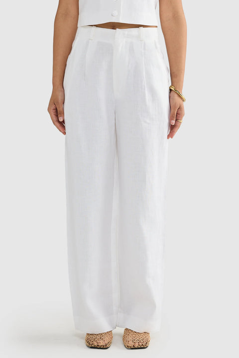 SAVANNAH LINEN PANTS - WHITE