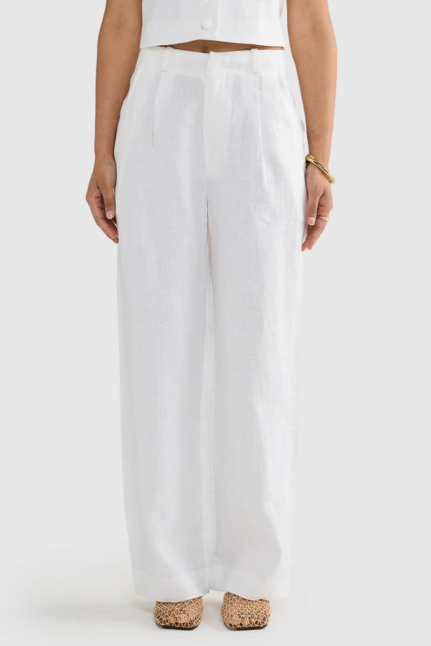 SAVANNAH LINEN PANTS - WHITE