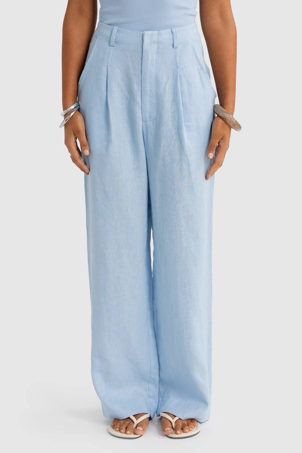 SAVANNAH LINEN PANTS - POWDER BLUE