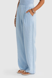 SAVANNAH LINEN PANTS - POWDER BLUE