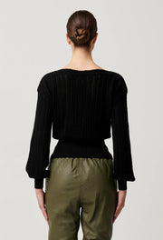 MARLEY MERINO COTTON BRAIDED POINTELLE KNIT TOP
