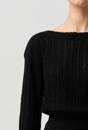 MARLEY MERINO COTTON BRAIDED POINTELLE KNIT TOP