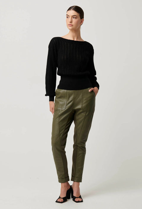 MARLEY MERINO COTTON BRAIDED POINTELLE KNIT TOP