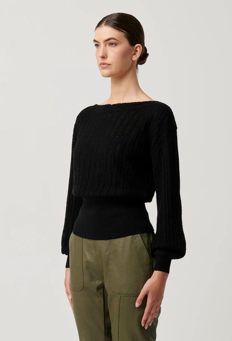MARLEY MERINO COTTON BRAIDED POINTELLE KNIT TOP