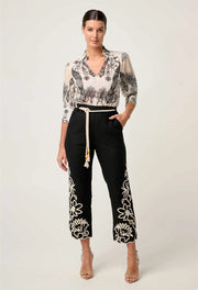 OLEANDER COTTON SILK SHIRRED BLOUSE