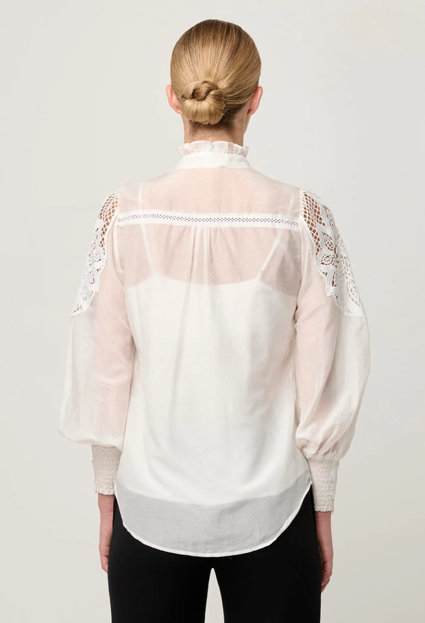 SEVILLA COTTON SILK CUSTOM LACE DETAIL SHIRT