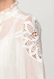 SEVILLA COTTON SILK CUSTOM LACE DETAIL SHIRT