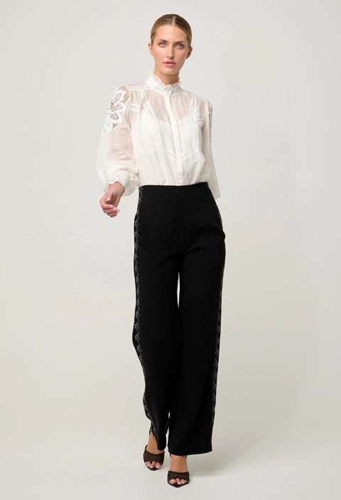SEVILLA COTTON SILK CUSTOM LACE DETAIL SHIRT