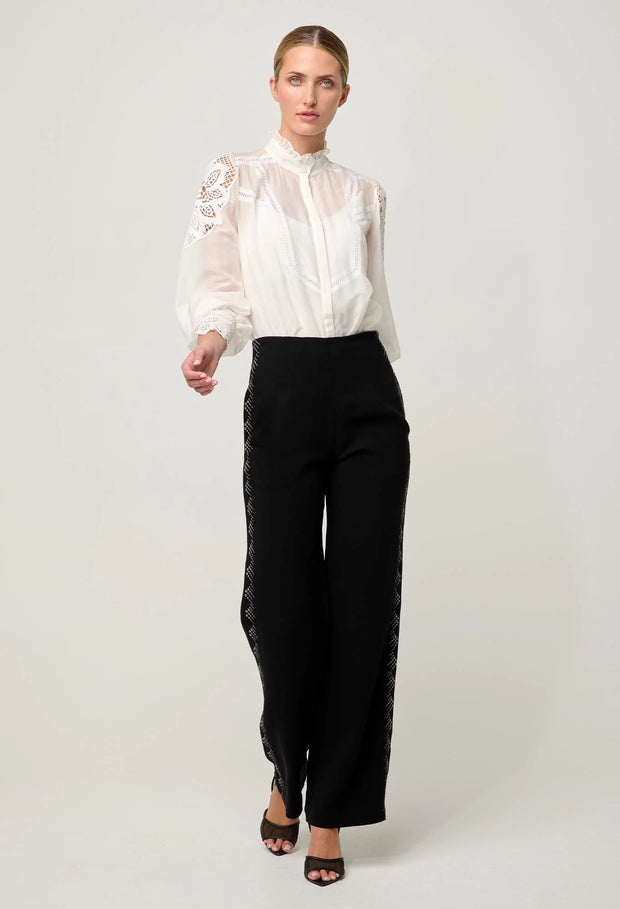 SEVILLA COTTON SILK CUSTOM LACE DETAIL SHIRT