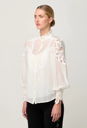 SEVILLA COTTON SILK CUSTOM LACE DETAIL SHIRT