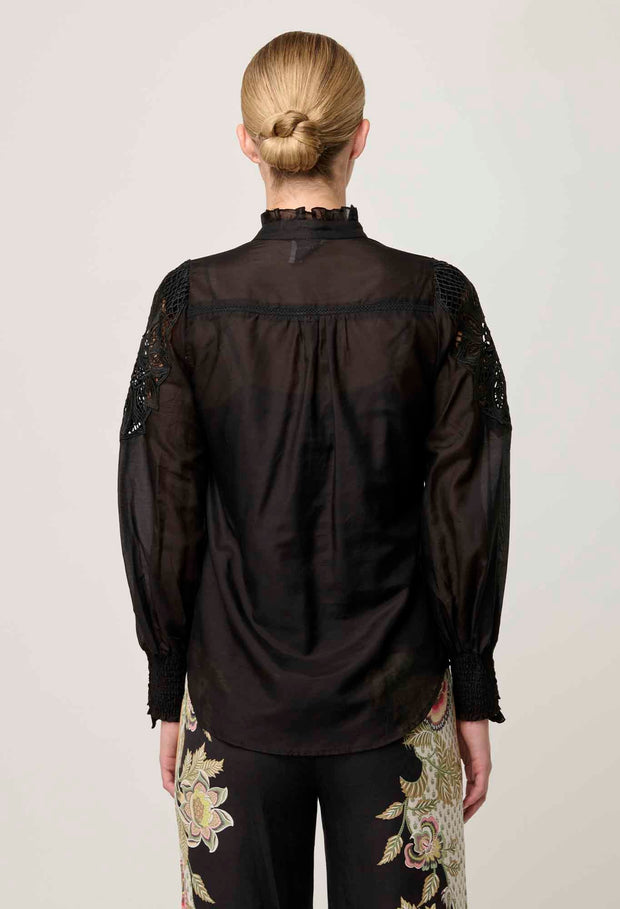 SEVILLA COTTON SILK CUSTOM LACE DETAIL SHIRT