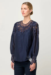 MIRADOR COTTON SILK LACE BLOUSE