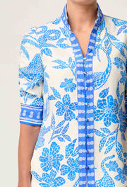 CALANTHA VISCOSE DOBBY RUCHED SLEEVE SHIRT