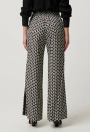 WILLOW VISCOSE DOBBY HALF ELASTIC WAIST CONTRAST PANEL PANT