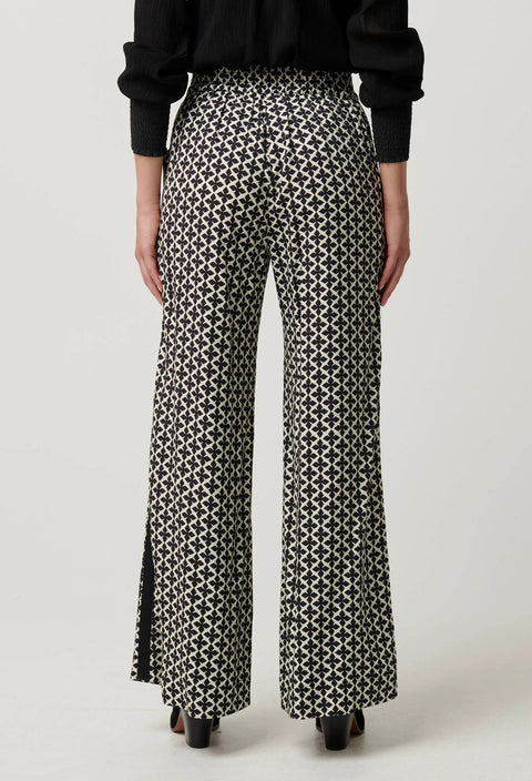 WILLOW VISCOSE DOBBY HALF ELASTIC WAIST CONTRAST PANEL PANT