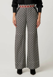 WILLOW VISCOSE DOBBY HALF ELASTIC WAIST CONTRAST PANEL PANT