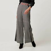 WILLOW VISCOSE DOBBY HALF ELASTIC WAIST CONTRAST PANEL PANT