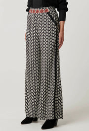 WILLOW VISCOSE DOBBY HALF ELASTIC WAIST CONTRAST PANEL PANT