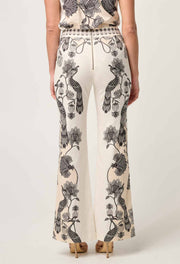 LEANDRO CONTRAST LACE LINEN VISCOSE STRETCH PANT