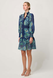 RENATA PLACEMENT CONTRAST TRIM DRESS COTTON