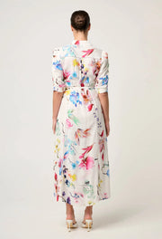 XENIA YOKE LINEN VISCOSE DRESS