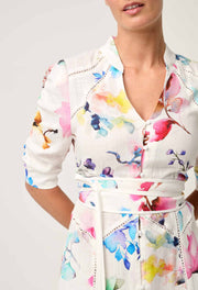 XENIA YOKE LINEN VISCOSE DRESS