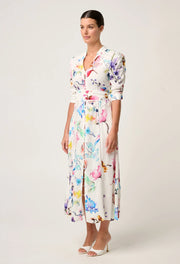 XENIA YOKE LINEN VISCOSE DRESS