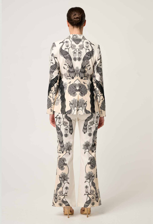 LEANDRO CONTRAST LACE LINEN VISCOSE STRETCH BLAZER