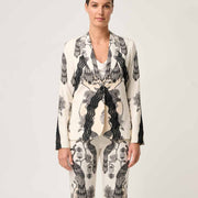 LEANDRO CONTRAST LACE LINEN VISCOSE STRETCH BLAZER