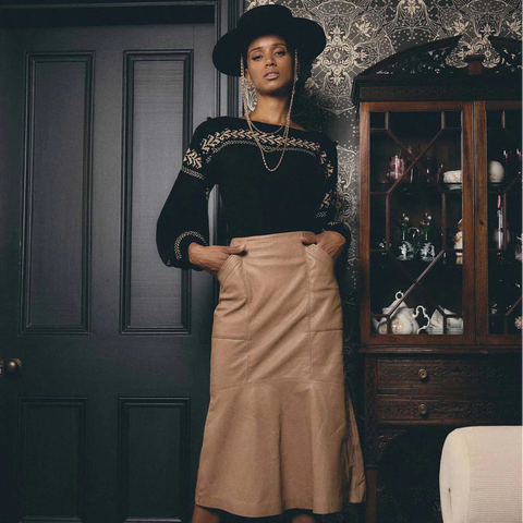 Mabel leather tier skirt