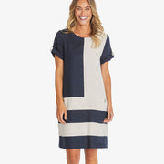 COLOUR BLOCK LINEN DRESS