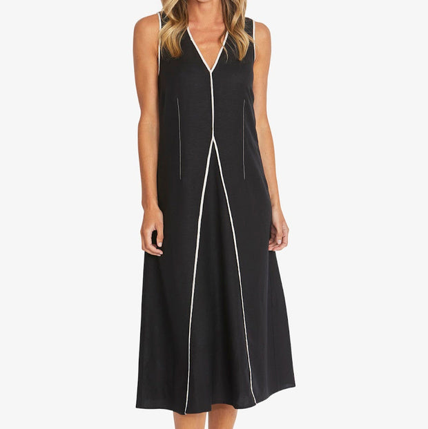 SARAH DRESS - BLACK/RAFFIA
