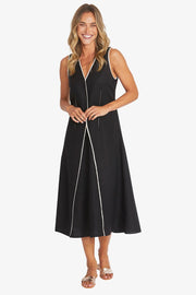 SARAH DRESS - BLACK/RAFFIA