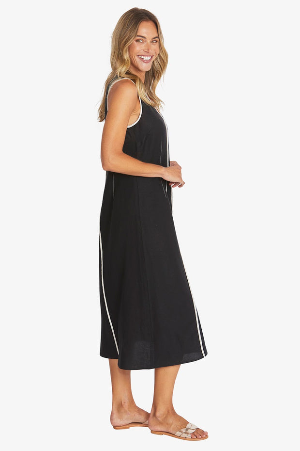 SARAH DRESS - BLACK/RAFFIA