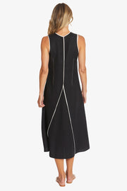 SARAH DRESS - BLACK/RAFFIA