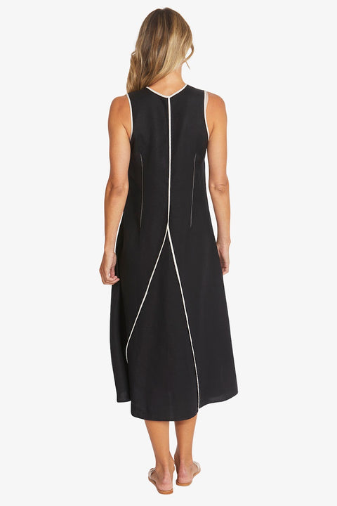 SARAH DRESS - BLACK/RAFFIA