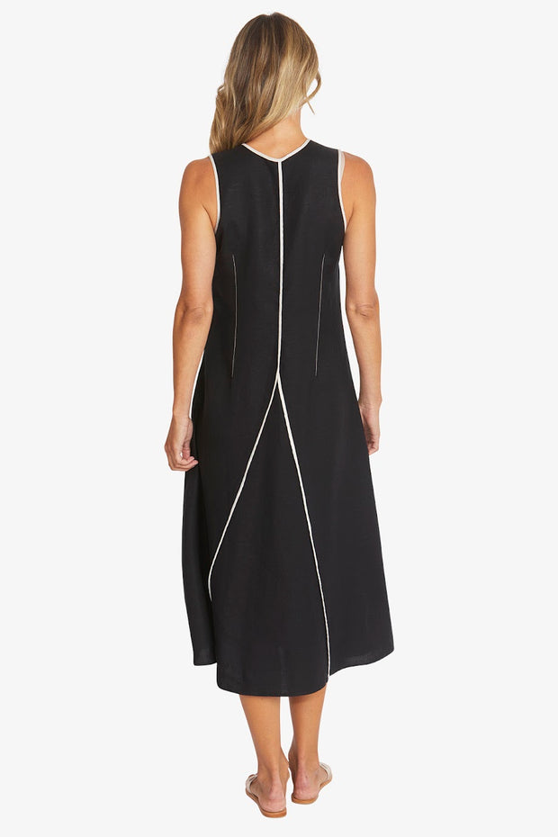 SARAH DRESS - BLACK/RAFFIA