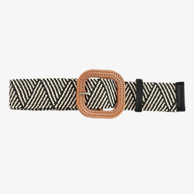 STRETCH BELT - BLACK/SAND