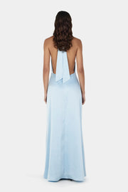 PETRA SATIN BACKLESS GOWN - SKY BLUE