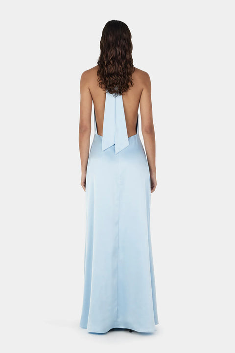 PETRA SATIN BACKLESS GOWN - SKY BLUE