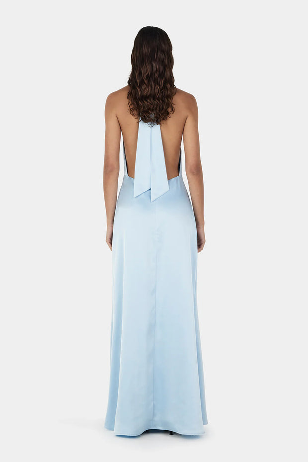 PETRA SATIN BACKLESS GOWN - SKY BLUE