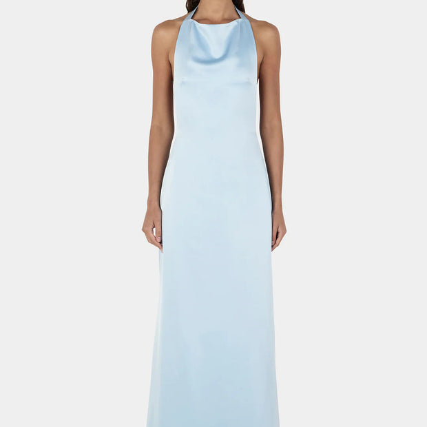 PETRA SATIN BACKLESS GOWN - SKY BLUE