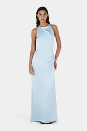 PETRA SATIN BACKLESS GOWN - SKY BLUE