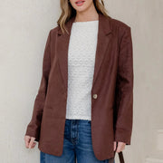 ATLANTIC CHOCOLATE LINEN CLASSIC BLAZER