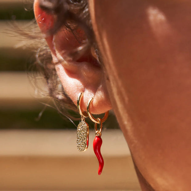 CORNICELLO RED DOUBLE CHARM EARRINGS