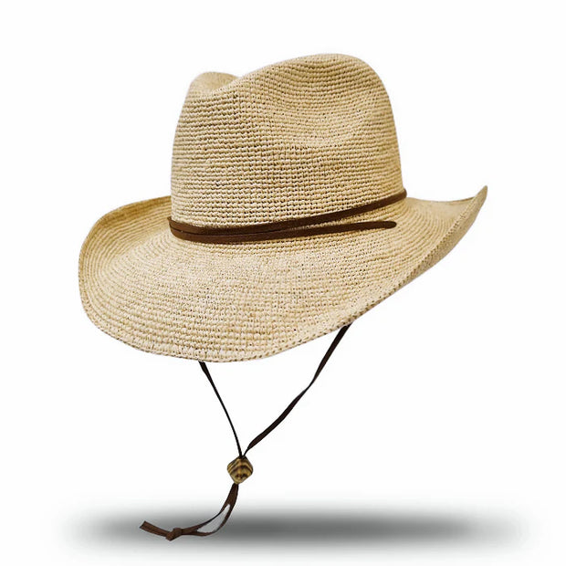 RAFFIA COWBOY HAT - NATURAL