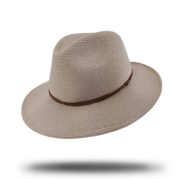 BRAIDED PANAMA STYLE HAT - TAUPE
